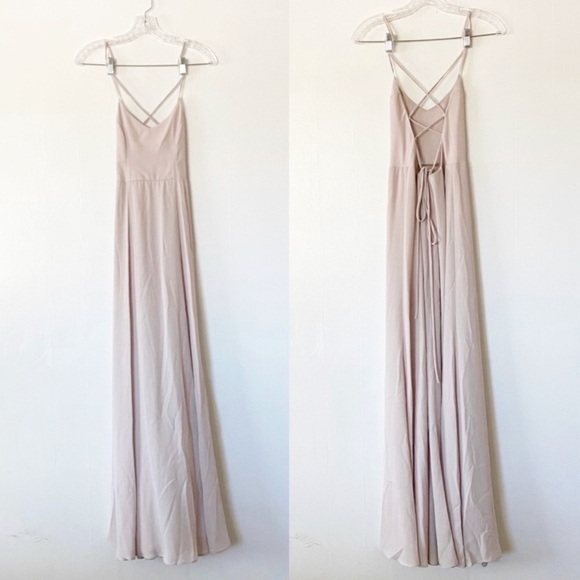 Show me Your Mumu tie back Gown bridesmaid dress Goddess XSMALL beige - Picture 5 of 12